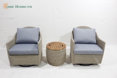 Handcrafted Poly Rattan Furniture – Table and Chair Set for Indoor/Outdoor Use - CH4263A-3GY