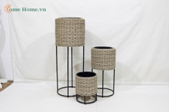 Handmade Plastic Rope Planter with Stand – Eco-Friendly Home Decor-CH3356B-1-3BR