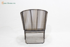 Outdoor Poly rattan Chair – Weatherproof Wicker Companion Bench with Cushions for Garden or Balcony Use-CH5422A1BL
