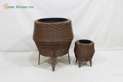 PE Rattan Style Wicker Planter for Indoor & Outdoor Plants-CH2347A-2BR