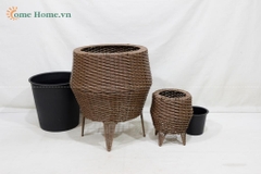 PE Rattan Style Wicker Planter for Indoor & Outdoor Plants-CH2347A-2BR