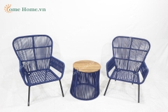 Rope furniture sets, Outdoor round table and rattan arm chair, Modern furniture-CH3210A-3BLU