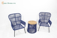 Rope furniture sets, Outdoor round table and rattan arm chair, Modern furniture-CH3210A-3BLU