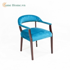 Sofa chair with cushion and wood accents for balcony, garden-CH5206A-1BLU