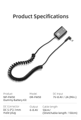 Bộ pin giả KingMa NP-FW50 với Bộ chuyển đổi nguồn điện EU plug Power adapter