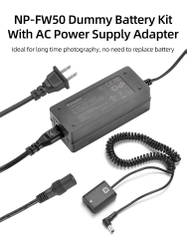 Bộ pin giả KingMa NP-FW50 với Bộ chuyển đổi nguồn điện EU plug Power adapter