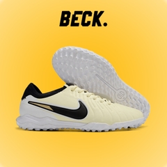 Giày Bóng Đá Nike Tiempo Legend 10 Pro Cream Vàng Vạch Đen Đế Trắng Lưỡi Gà Liền TF