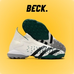Giày Bóng Đá TQ Adidas Predator Freak+ EQT Trắng Xanh Lá Vạch Đen Không Dây Cổ Cao TF