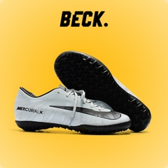 Giày Bóng Đá Nike Mercurial Vic 6 CR7 Trắng Vạch Đen Lưỡi Gà Liền TF