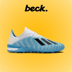 Giày Bóng Đá Adidas X 19.1 Xanh Biển Vạch Đen Gót Trắng TF