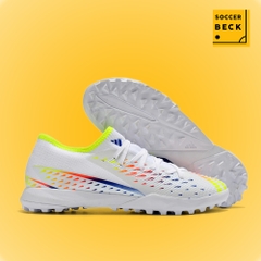 Giày Bóng Đá Trẻ Em TQ Adidas Predator Edge.3 World Cup 2022 Trắng Xanh Cam Cổ Thấp TF