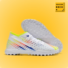 Giày Bóng Đá Trẻ Em TQ Adidas Predator Edge.3 World Cup 2022 Trắng Xanh Cam Cổ Cao TF