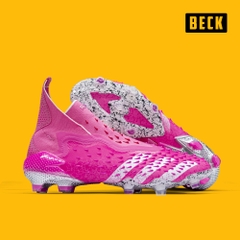 Giày Bóng Đá Adidas Predator Freak+ Hồng Trắng Cổ Cao Không Dây FG