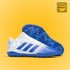 Giày Bóng Đá TQ Adidas Nemeziz 18.3 Trắng Vạch Xanh Biển TF