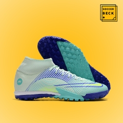 Giày Bóng Đá TQ Nike Mercurial Superfly 8 Academy MDS005 Trắng Tím Xanh Ngọc Cổ Cao TF