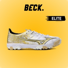 Giày Bóng Đá Mizuno Alpha Elite AS Trắng Vàng Đế Rằn Ri TF
