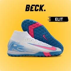 Giày Bóng Đá Mercurial Superfly 10 Elite Trắng Xanh Vạch Hồng Cổ Cao TF