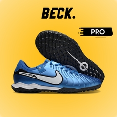 Giày Bóng Đá Nike Tiempo Legend 10 Pro Xanh Biển Vạch Trắng Lưỡi Gà Liền TF