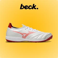 Giày Bóng Đá Mizuno Sala Beta Japan Trắng Đỏ Đế Đệm Cổ Lửng HQ TF