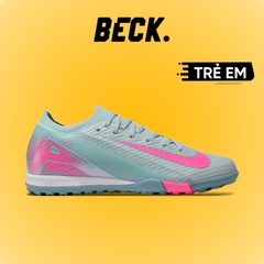 Giày Bóng Đá Trẻ Em Nike Mercurial Vapor 16 Elite Xám Xanh Vạch Hồng Cổ Lửng TF