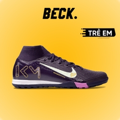 Giày Bóng Đá Trẻ Em Nike Mercurial Superfly 10 Elite Mbappe Tím Vạch Vàng Cổ Cao HQ TF