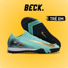 Giày Bóng Đá Trẻ Em Nike Mercurial Vapor 16 Elite V1 Xanh Ngọc Vạch Vàng Cổ Lửng TF