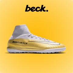 Giày Bóng Đá Nike Mercurial Superfly 5 Elite CR7 Ball O'dor Vàng Xám Cổ Cao TF