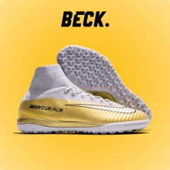 Giày Bóng Đá Nike Mercurial Superfly 5 Elite CR7 Ball O'dor Vàng Xám Cổ Cao TF