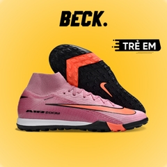 Giày Bóng Đá Trẻ Em Nike Mercurial Superfly 10 Elite Hồng Tím Vạch Cam Cổ Cao TF
