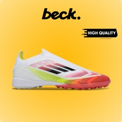 Giày Bóng Đá Adidas F50 Elite Laceless Trắng Đỏ Vàng Không Dây HQ TF