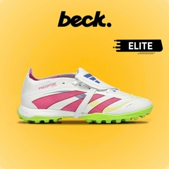 Giày Bóng Đá Adidas Predator 25 Elite Lưỡi Gà Gập Dây Chun Trắng Vạch Hồng TF