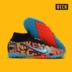 Giày Bóng Đá Nike Mercurial Superfly 7 Elite South Mexico City Đen Cam Vạch Xanh Biển Cổ Cao TF
