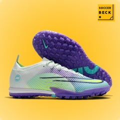 Giày Bóng Đá TQ Nike Mercurial Vapor 14 Elite MDS005 Trắng Tím Xanh Ngọc Cổ Lửng TF