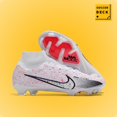 Giày Bóng Đá (VS) Nike Mercurial Superfly 9 Elite Trắng Hồng Vạch Đen Cổ Cao FG