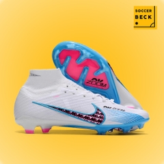 Giày Bóng Đá TQ Nike Mercurial Superfly 9 Elite Trắng Xanh Biển Cổ Cao FG