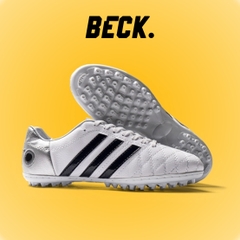 Giày Bóng Đá 3 Sọc Toni Kroos Loại 1 - Trắng Bạc Sọc Đen (Gót Da)