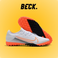 Giày Bóng Đá Nike Mercurial Vapor 13 Pro Trắng Đen Vạch Cam Cổ Lửng HQ TF