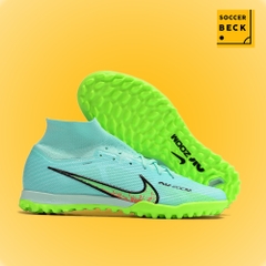Giày Bóng Đá TQ Nike Mercurial Superfly 9 Elite Xanh Ngọc Vạch Đen Cổ Cao TF