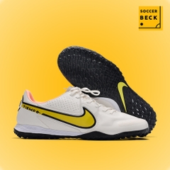 Giày Bóng Đá TQ Nike React Tiempo Legend 9 Pro Trắng Ngà Vạch Vàng Đế Đen HQ TF