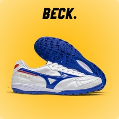 Giày Bóng Đá Mizuno Morelia Sala Japan Trắng Vạch Xanh Biển HQ TF