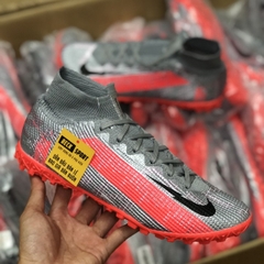 Giày Bóng Đá Nike Mercurial Superfly 7 Elite Xám Hồng Vạch Đen Cao Cổ TF