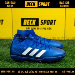 Giày Bóng Đá Adidas Nemeziz 18.3 Xanh Biển Vạch Trắng Cổ chéo TF