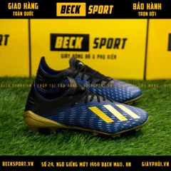 Giày Bóng Đá Adidas X 19.1 Xanh Biển Vạch Đồng Đế Đồng FG