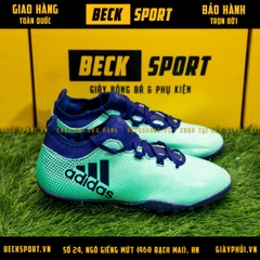 Giày Bóng Đá Adidas X 17.3 Xanh Ngọc Chấm Bi Đen TF