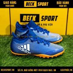 Giày Bóng Đá Adidas X 17.3 Xanh Biển Chấm Bi Trắng TF