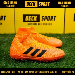 Giày Bóng Đá Adidas Nemeziz 18.3 Cam Vạch Đen Cổ Chéo TF