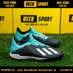 Giày Bóng Đá Adidas X 19.3 Đen Vạch Trắng Cổ Xanh TF