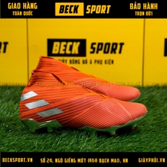 Giày Bóng Đá Adidas Nemeziz 19+ Đỏ Vạch Xám Không Dây FG