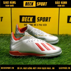 Giày Bóng Đá Adidas X 19.3 Xám Vạch Đỏ Đế Đỏ V2 TF