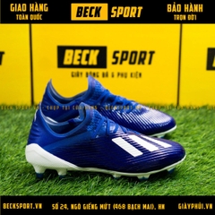 Giày Bóng Đá Adidas X 19.1 Xanh Biển Vạch Trắng Đế Trắng FG